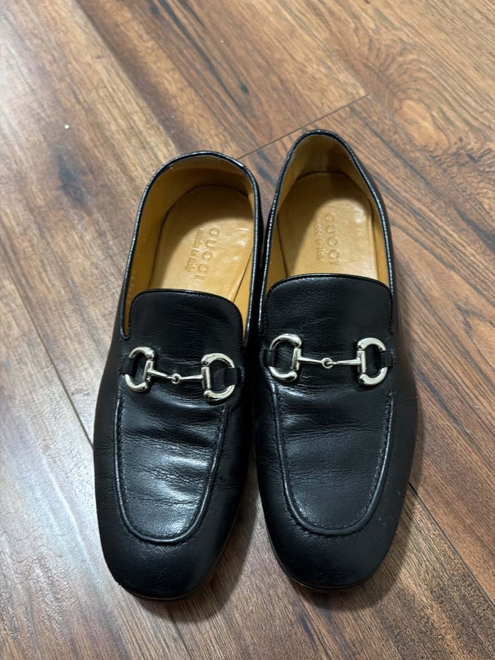 Gucci Black Leather Men's Horsebit Slip-On Loafers
